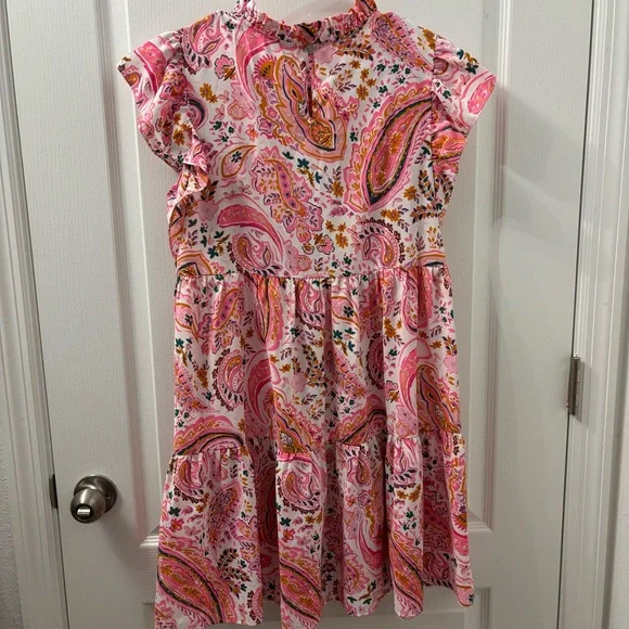 Jodifl Paisley Tiered Dress Neon Pink - Picture 5 of 7